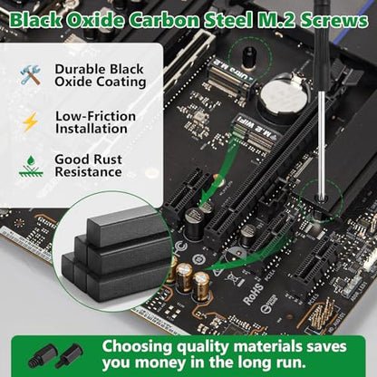 30Pcs M.2 SSD Screws NVMe Standoff Kit for Asus MSI Gigabyte,Black - color: 30 Pcs Black M.2 Screw