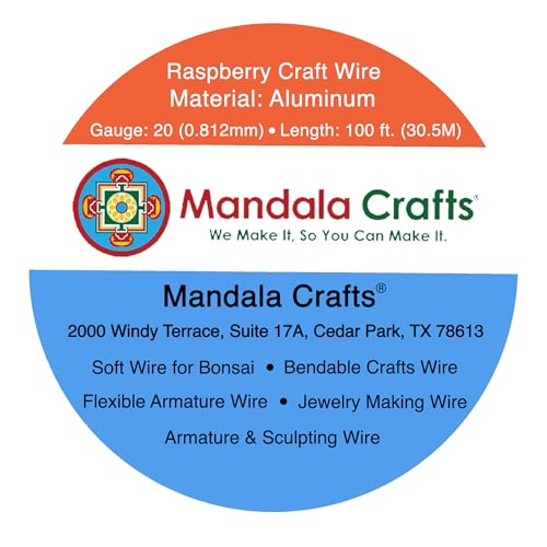Mandala Crafts 20 Gauge Raspberry Anodized Aluminum Craft Wire, 100 FT - color: Raspberry, size: 20 Gauge