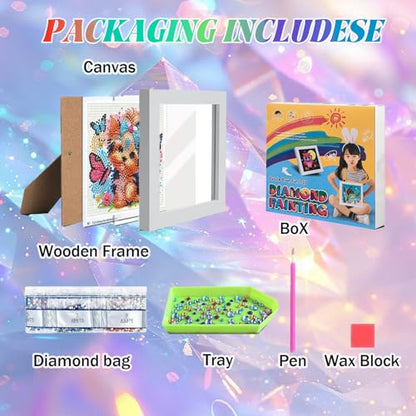 WEMEON Dog Diamond Art Kits for Kids with Frame 7x7 inch - color: Dog