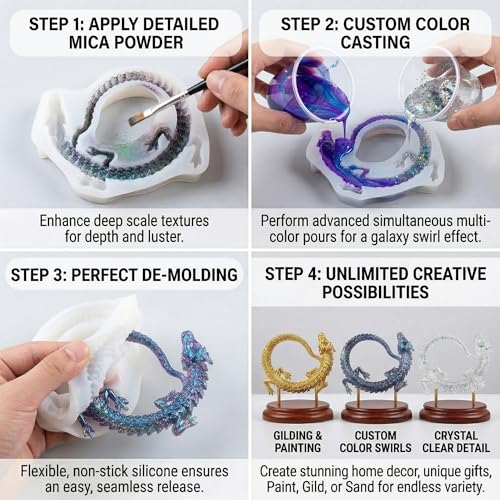Dragon Resin Molds Silicone, 3D Animals Silicone Molds for Epoxy - color: Dragon Resin Mold