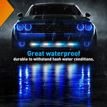 Nilight 6LED Blue White Emergency Strobe lights Sync Feature Surface Mount - color: Bule White