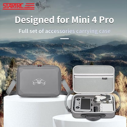 Hard Carrying Case for Dji Mini 4 Pro (with RC2 Controller), Gray Waterproof PU Portable Shoulder Bag and Handbag 2 in 1