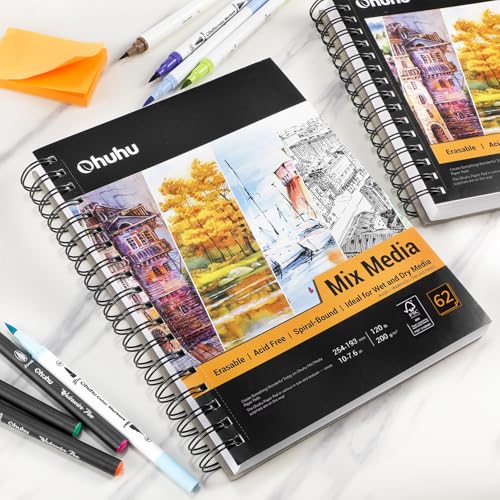 Ohuhu 7"x10" Mix Media Pad Art Sketchbook 62 Sheets for Painting Drawing - size: 7" x 10"