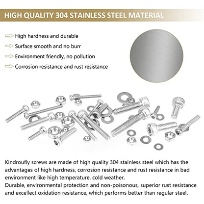 1285 Pieces M2 M2.5 M3 M4 Hex Socket Head Cap Screws Nuts Washers Assortment Kit, 304 Stainless Steel, Fully Machine Thread - size: M2 M2.5 M3 M4, style: Socket Head