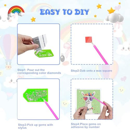 WEMEON Alpaca Diamond Art Kits for Kids with Frame 7x7 inch - color: Alpaca