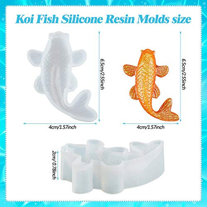 Patelai 3 Pcs Koi Fish Silicone Resin Mold for Pendant Keychain DIY