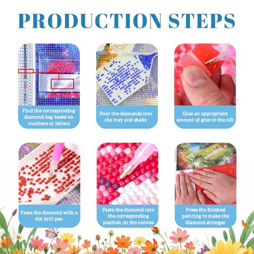 DOTSOPS 6 Pack Landscape Diamond Painting Kits for Adults Round Full Drill - color: Landscape B