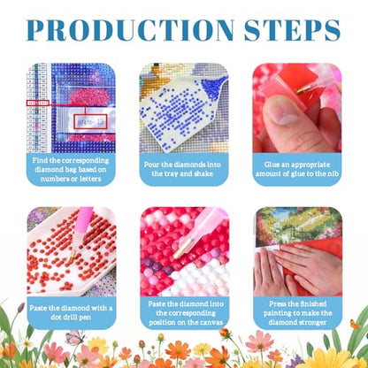 DOTSOPS 6 Pack Landscape Diamond Painting Kits for Adults Round Full Drill - color: Landscape B