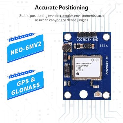 GY-NEO6MV2 NEO-6M GPS Module for Arduino, STM32, Raspberry Pi, ESP32 2pcs - size: 2