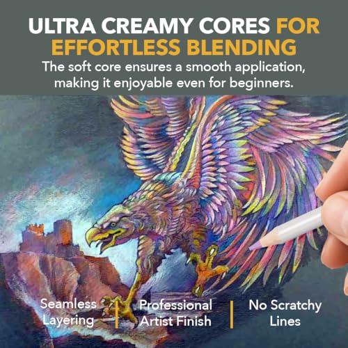 Castle Art Supplies 48 Metallic Colored Pencils for Adults - with Extras