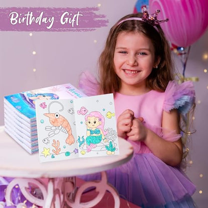 BenLouis 24 Mermaid Mini Coloring Books with 24 Crayons for Kids Bulk - style: Mermaid