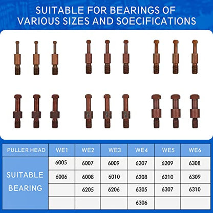21 in1 Bearing Puller, Bearing Puller Set, Inner Hole Three-Jaw Puller, with Curved Hook and Red Steel Collet Multifunctional Bearing Removal Tool, with Heavy Duty Portable Storage Case Blue - size: 21in1-puller
