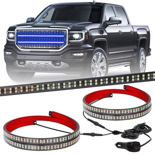 XRIDONSEN 2PCS 30 inch Blue Grill Emergency Lights Strip - color: Blue