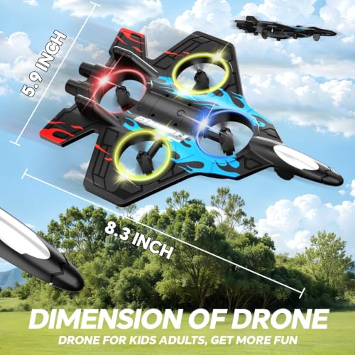 4DRC Foam RC Planes Remote Control Airplanes for Kids Adults, RC Airplane Fighter Jet with Light, 360° Flip Fighter Jet Toys, Stunt Roll, Airplane Toy Gifts for Kids Boys - color: Red-2 Batteries
