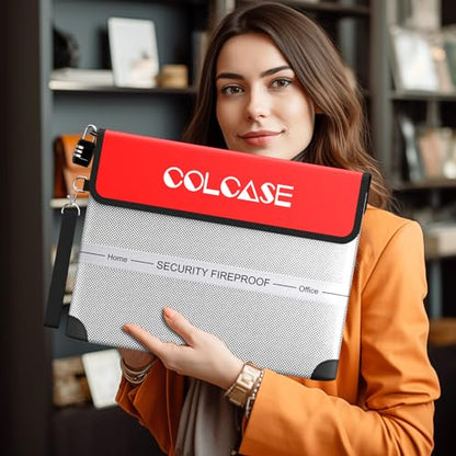 COLCASE Fireproof Document Bag 5200℉ Heat Insulated Waterproof Fireproof - style: 5200℉ Bag Silver