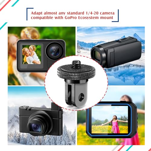 Frienda 4 Pcs Tripod Adapter Compatible with Gopro 1/4-20, Black - color: Black