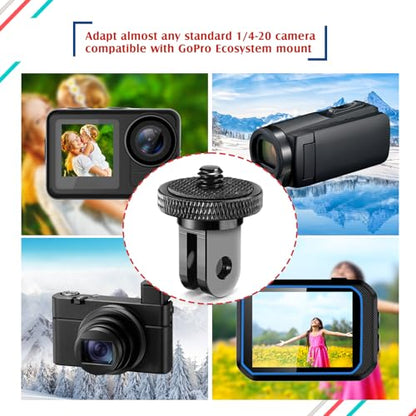 Frienda 4 Pcs Tripod Adapter Compatible with Gopro 1/4-20, Black - color: Black