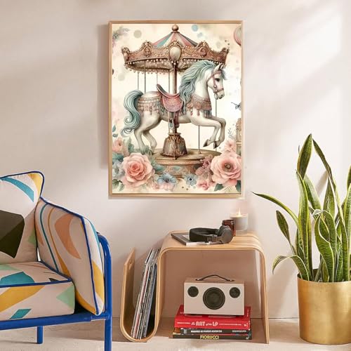 Funny Horse Diamond Art Kits for Adults Round Diamond Painting 12x16 Inch - color: DD101