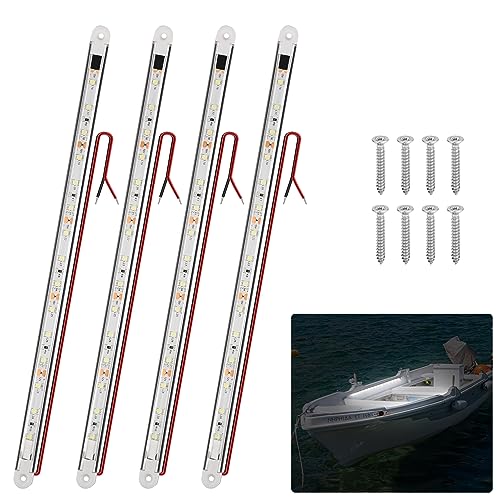 RVZONE Marine LED Boat Strip Lights, White 4‑Pack IP67 Interior Lighting - color: White/11.8 inch/4 Pcs