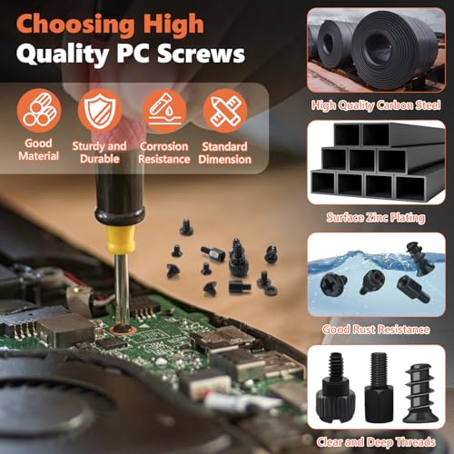 510Pcs Computer Screws Kit, M3 6-32 Motherboard Standoffs for SSD - color: 510Pcs Black Pc Screws