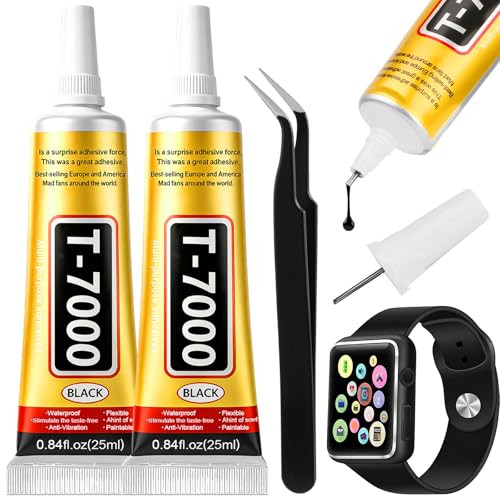 T-7000 Black Adhesive Glue| 2PCS 25 ML T7000 Precision Repairs Adhesive Glue for Phone| High Performance Industrial Glue Waterproof for Speaker Electronics Computer Tablets Screen Craft - color: 2 X 25 ML