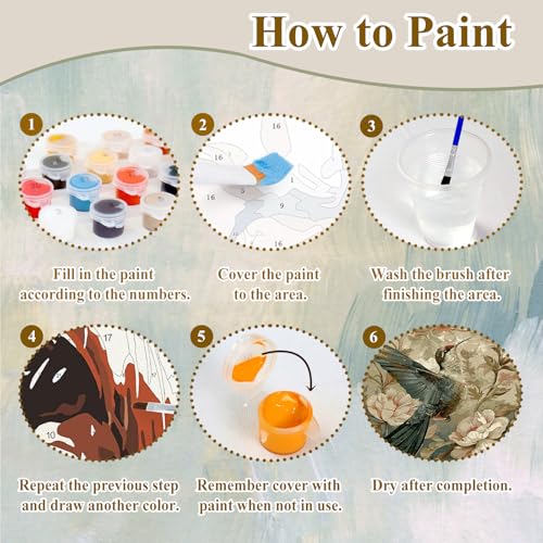 Paint by Numbers Flowers, Wildflowers Paint by Numbers for Adults 16x20 in - color: Hummingbird 2