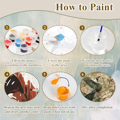 Paint by Numbers Flowers, Wildflowers Paint by Numbers for Adults 16x20 in - color: Hummingbird 2