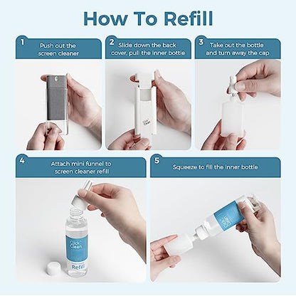 CLICK CLEAN Screen Cleaner Kit, 2 Cleaning Sprays with 4 oz Refill - size: 2 L126T Screen Cleaner Refill Kits