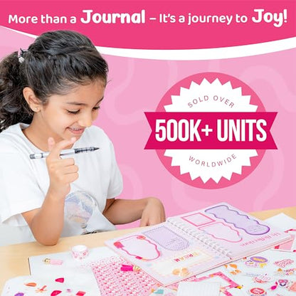 jackinthebox Happy Journal Kit for 8-12 Year Old Girls, Craft Scrapbook Set - color: Pink