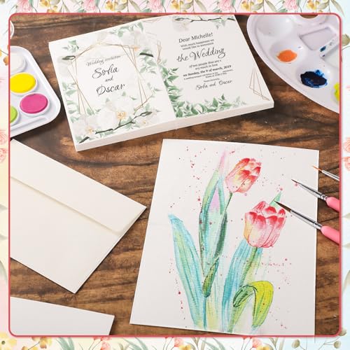 20 Sets Watercolor Cards with Envelopes, 4x6 Folded, 140Lb Cold Press - size: 4x6 Inch