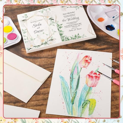 20 Sets Watercolor Cards with Envelopes, 4x6 Folded, 140Lb Cold Press - size: 4x6 Inch