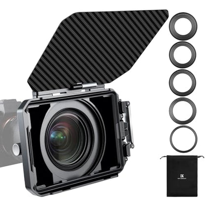 K&F CONCEPT Matte Box with Carbon Fiber Top Flag, with 5pcs Adapter Rings