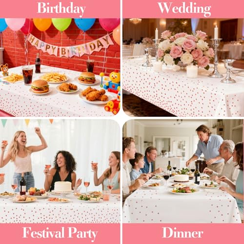 4 Pack Rose Gold Plastic Tablecloths, Waterproof Disposable Table Covers - color: Rose-gold, size: 54" x 108" (4 Pack)