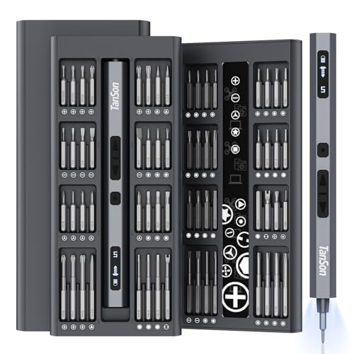 TanSon Mini Electric Screwdriver, 66 IN 1 Small Precision Screwdriver Set - color: 66 Grey