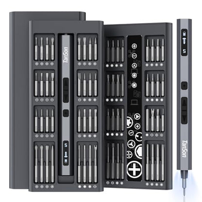 TanSon Mini Electric Screwdriver, 66 IN 1 Small Precision Screwdriver Set - color: 66 Grey