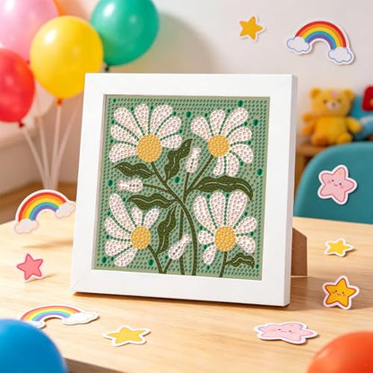 WEMEON Flowers Diamond Art Kits for Kids with Frame 7x7 inch - color: Flower04