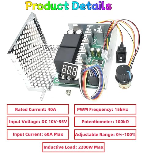 60A PWM DC Motor Speed Regulator 12V 24V 36V 48V for Power Wheels