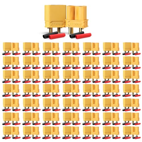 MADCATZ 50 Pairs XT30 Connectors with Heat Shrink Tubing - Male & Female Compatible for RC Drones, FPV, ESC, Battery Connections (100 Pcs) - color: 50 Pairs XT30, size: XT30