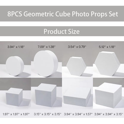8PCS Geometric Cube Photo Props Set, Hard Foam Photography Background Props for Goods, Crafts, Lipstick, Jewelry, Cosmetics, Makeup Tools, Food (Black) - color: Black
