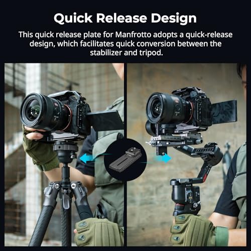 SMALLRIG Quick Release Plate Adapter for Manfrotto for DJI RS 4 / RS 4 Pro / RS3 / RS 3 Pro/RS 2 / RSC 2, Included Quick Release Base, HawkLock H38-4638