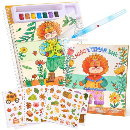JoyCat Mix & Match Paint with Water Coloring Books with Stickers (Animals) - style: Animals