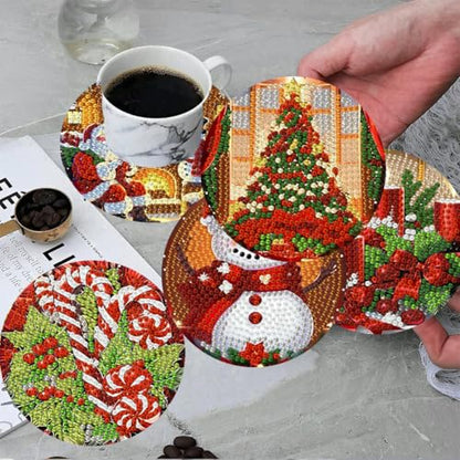 ijbnhd 8 Pack Christmas Diamond Art Coasters Kits with Holder4x4 inch - color: Christmas-2