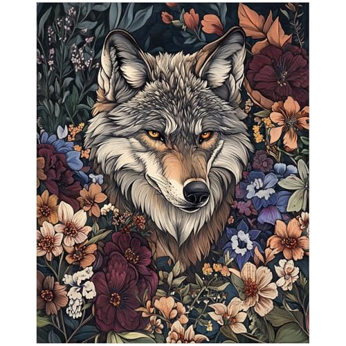 XTCIXAL Paint by Numbers Kit for Adults, Wolf, 16X20 Inch - color: 10-Wolf