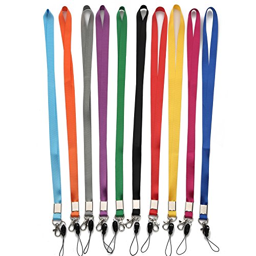 YOUOWO 10Pcs Neck Lanyards Lightweight 10Colors,For ID Badges Holder