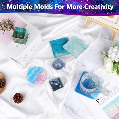 KISREL 18OZ Epoxy Resin Kit for Beginner, Resin Kit with Molds and Supplies - size: 6 Large Molds
