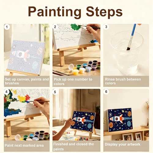 Gemozaic Outer Space Paint by Numbers Kit for Kids with Frame and Easel - color: BKH3434