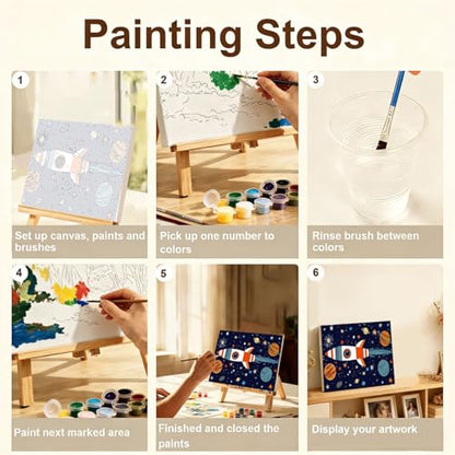 Gemozaic Outer Space Paint by Numbers Kit for Kids with Frame and Easel - color: BKH3434