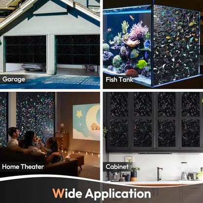 Haton Rainbow Blackout Window Film, Total Light Blocking 23.6" x 78.7" - color: Black, size: 23.6" x 78.7"