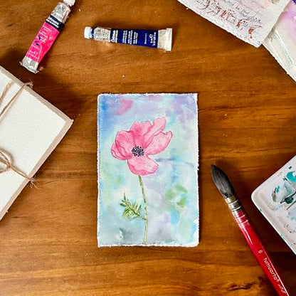 Deckle Edge Watercolor Paper, 100% Cotton, 140 LB, 300 g/m², 30 Sheets - size: 5" X 7"