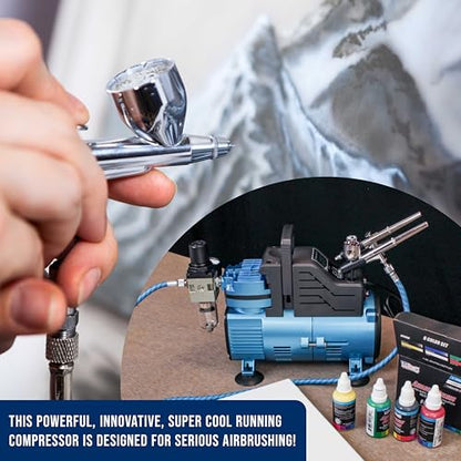 Master Airbrush 1/5 HP Cool Runner Dual Fan Air Compressor Kit Model TC-420 - style: Super Cool Runner